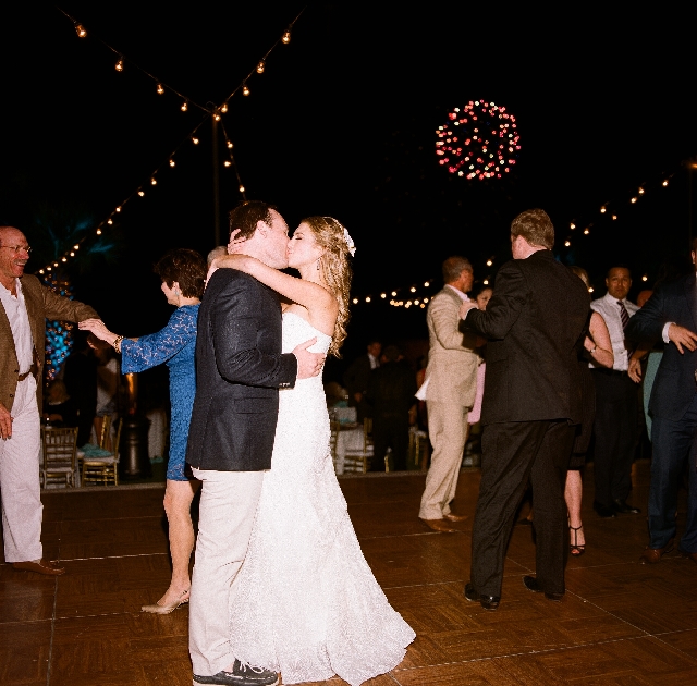 bride and groom dancing