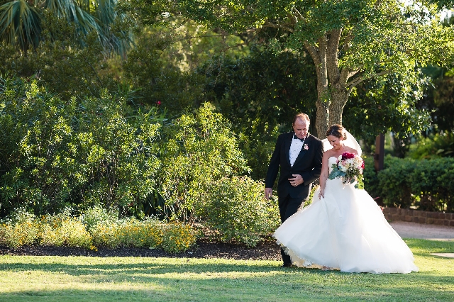 bride and groom walking